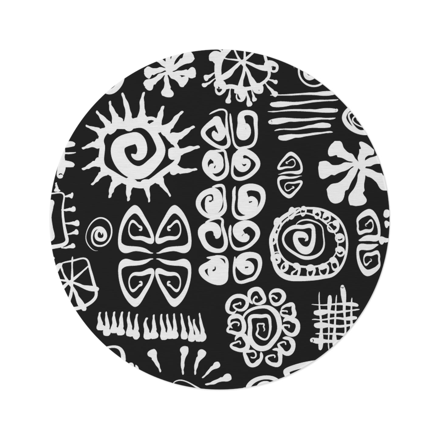 African Symbols Print Round Rug