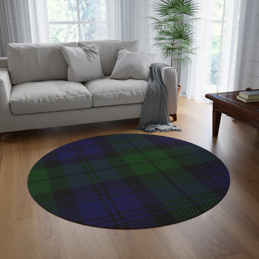 Plaid Print Round Rug