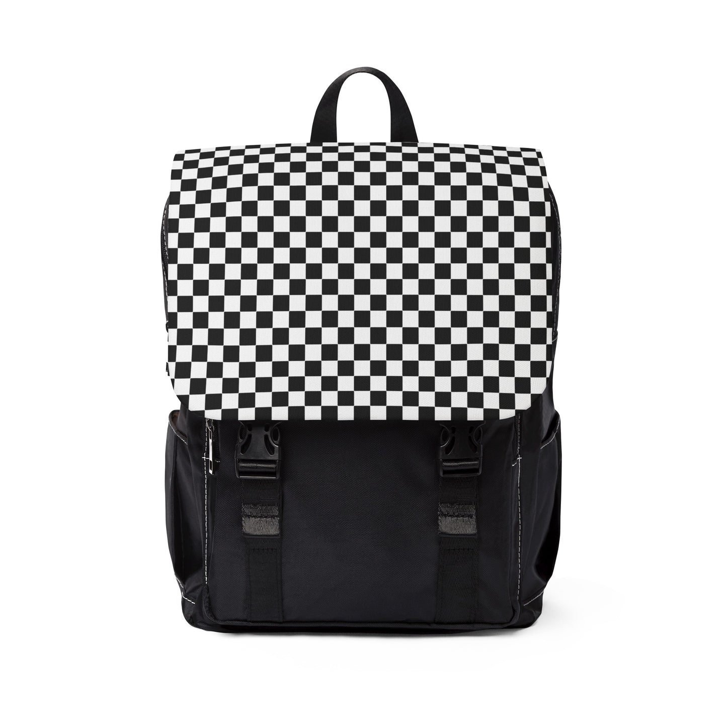 Black & White Checkers Unisex Casual Shoulder Backpack