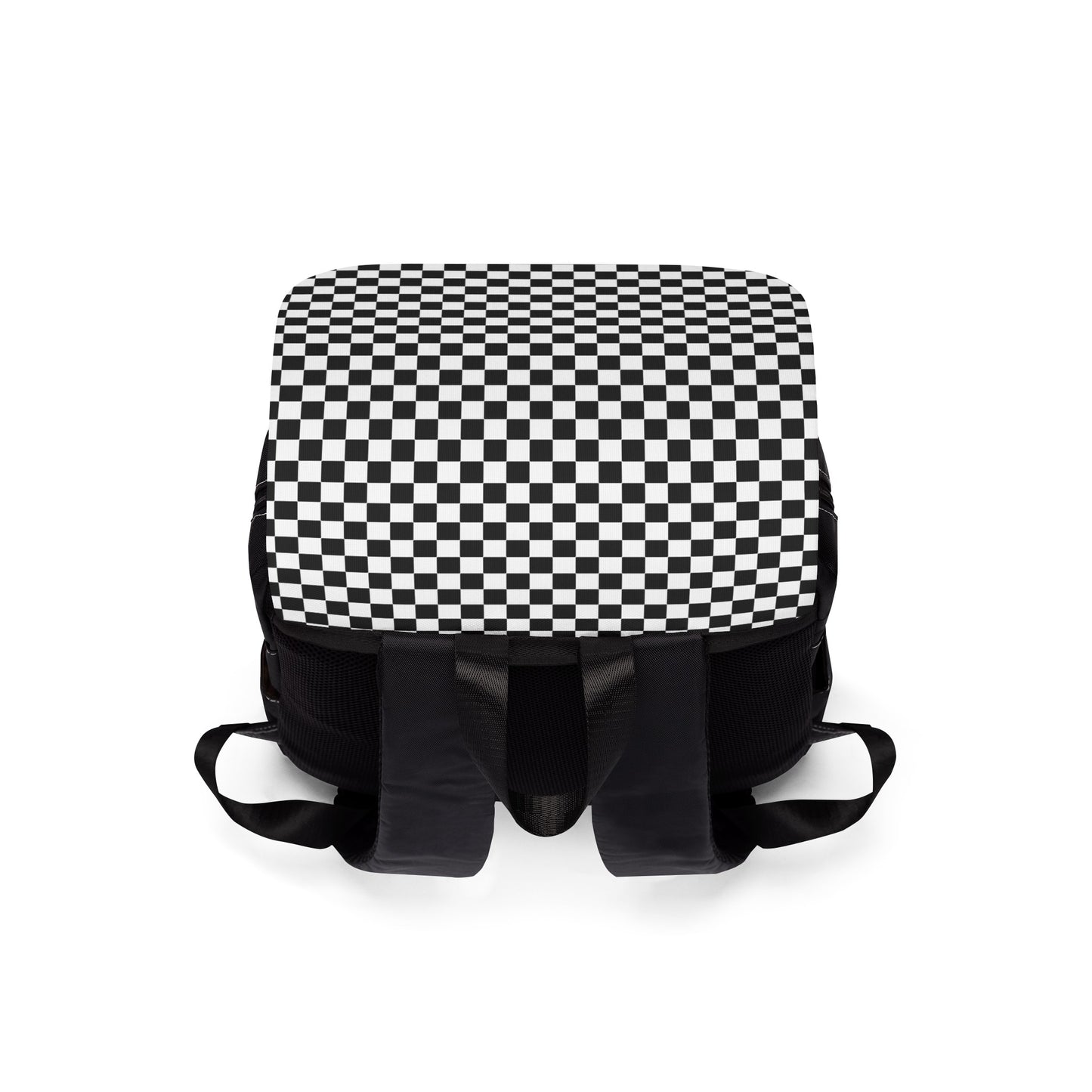 Black & White Checkers Unisex Casual Shoulder Backpack