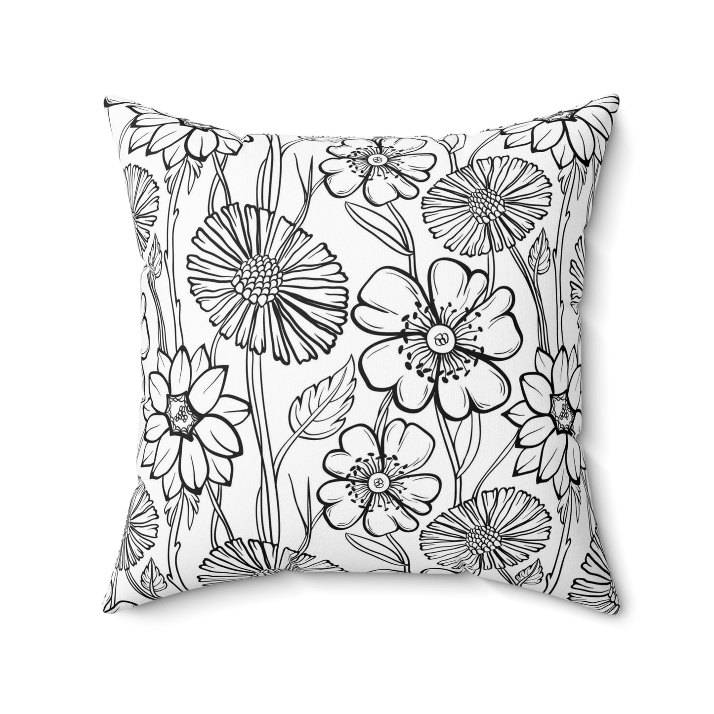 Flowers Spun Polyester Square Pillow