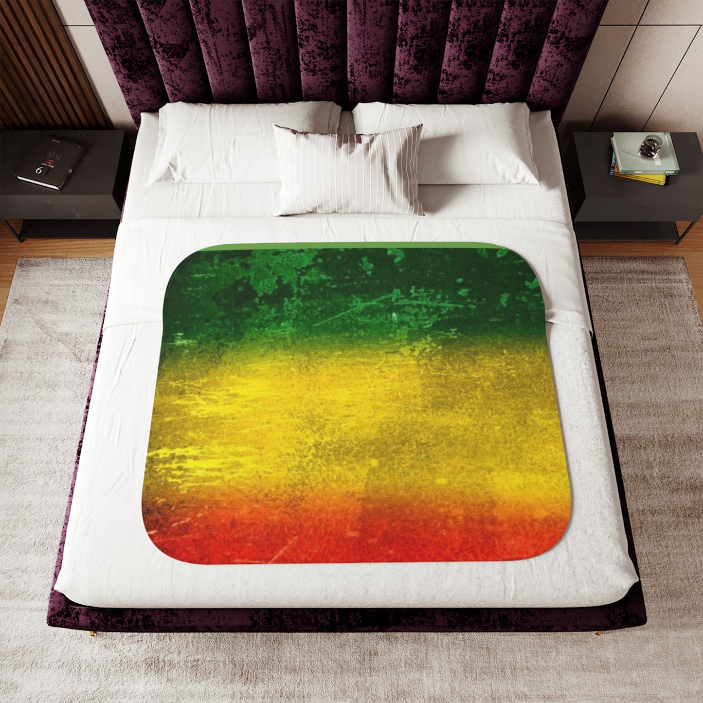 Rasta Colors Sherpa Blanket, Two Colors