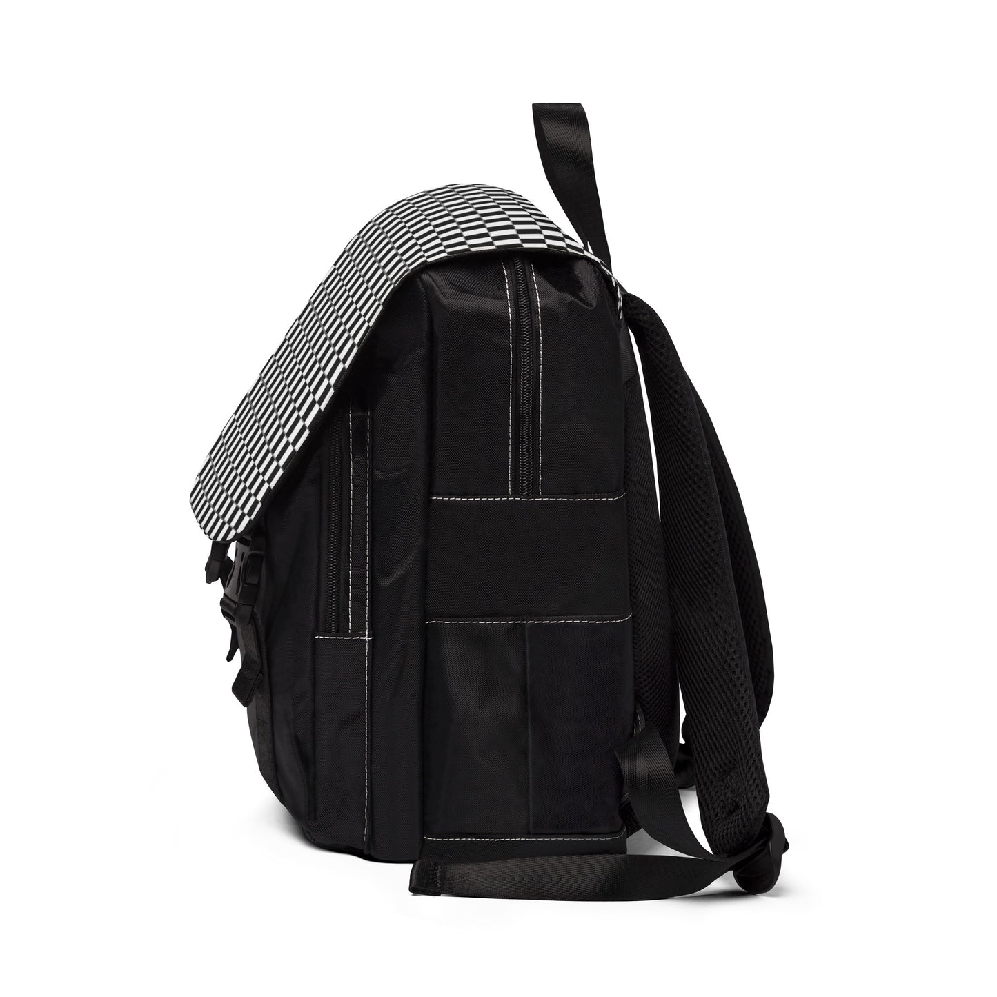 Black & White Checkers Unisex Casual Shoulder Backpack