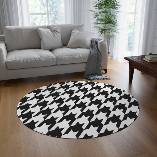 Houndstooth Print Round Rug