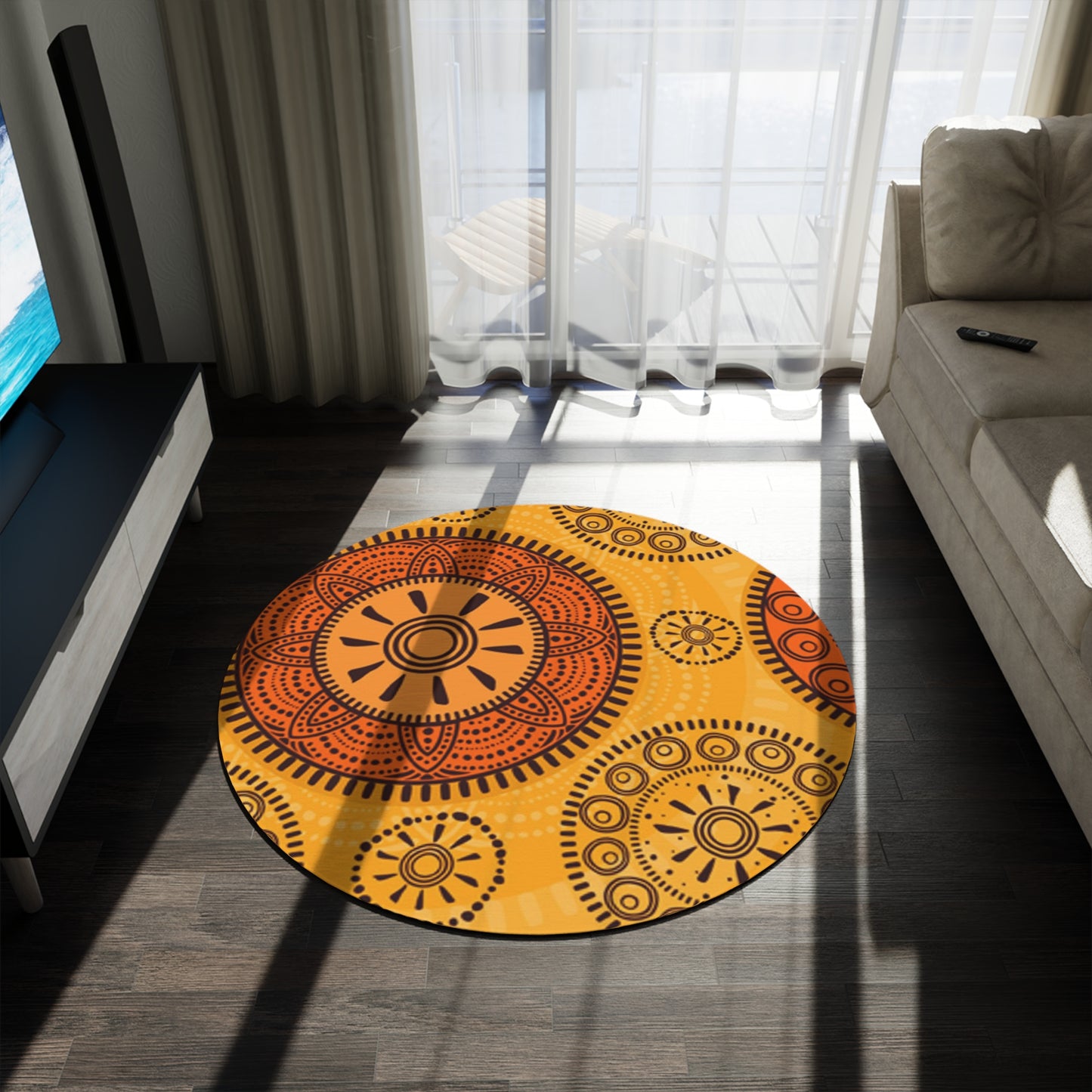 African Print Round Rug