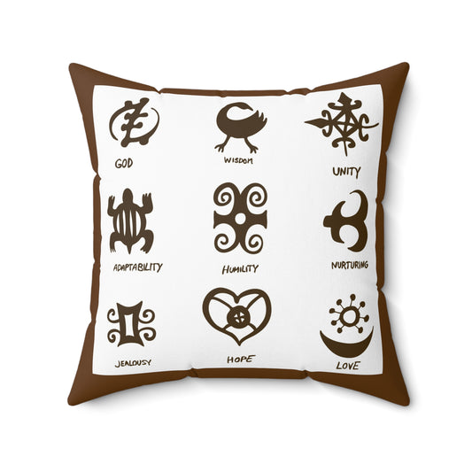 Adinkra Symbols Spun Polyester Square Pillow