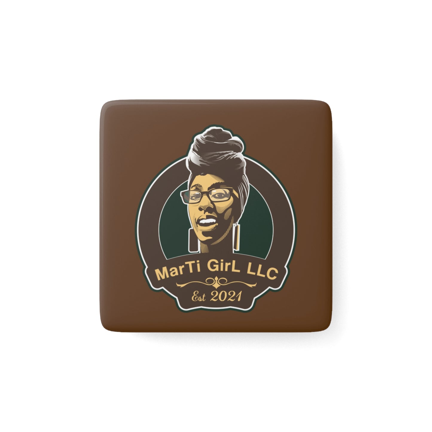 MarTi GirL Logo Porcelain Magnet, Square