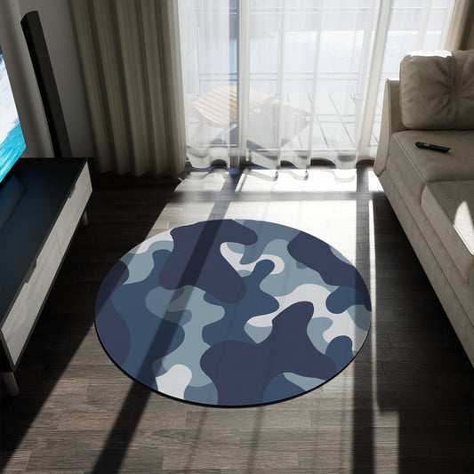 Camo Lovers Blue Round Rug