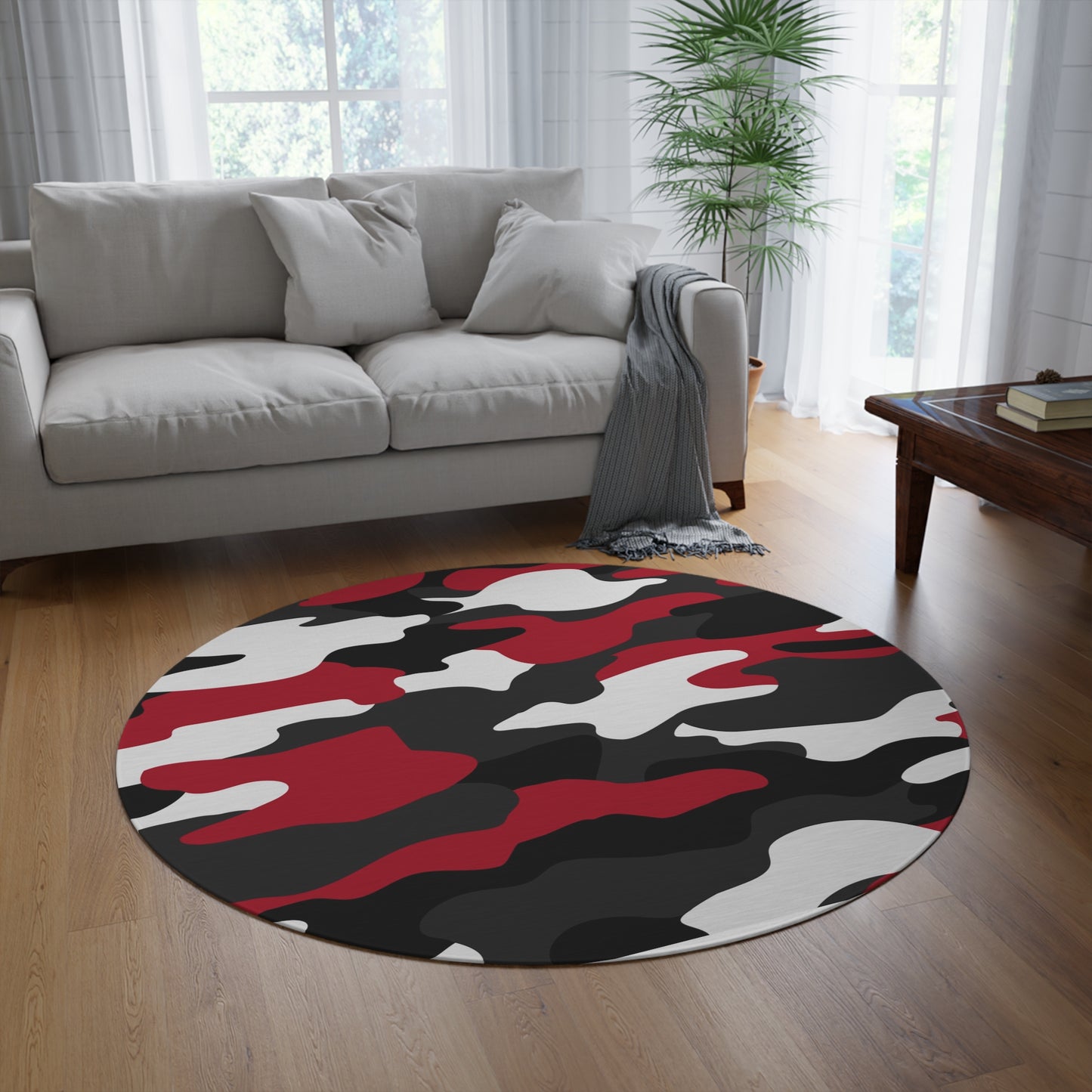 I Love Red Camo Too Round Rug