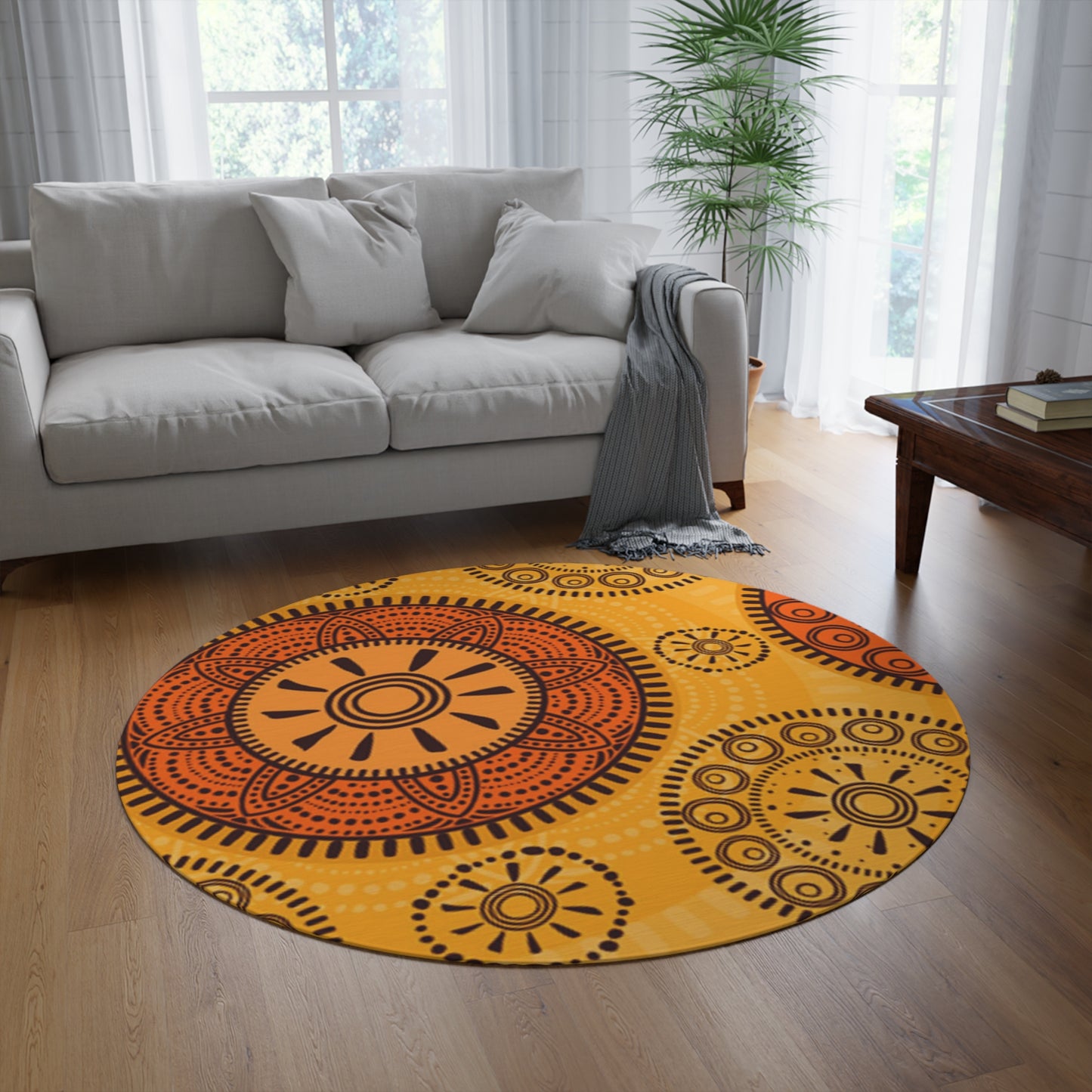 African Print Round Rug