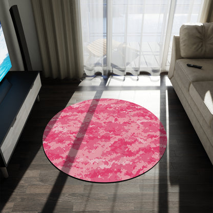 I Love Pink Camo Too Round Rug