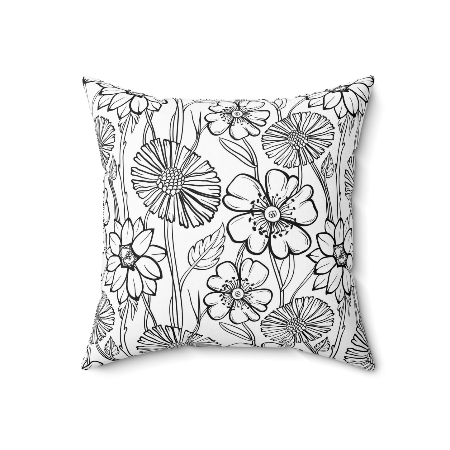 Flowers Spun Polyester Square Pillow