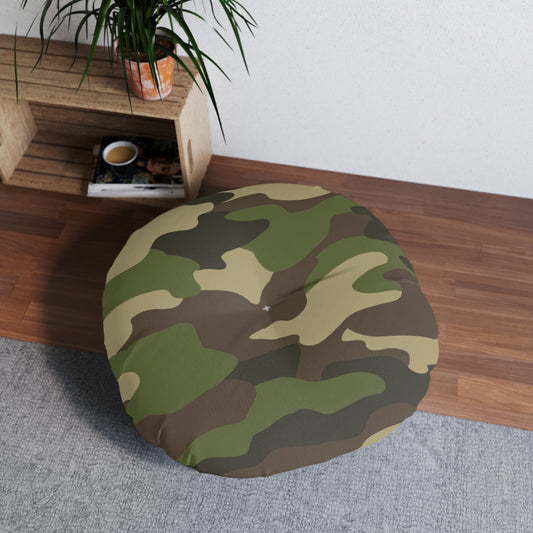 Camo Lovers Tufted Floor Pillow, Round