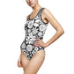 B/W Floral Women's Classic One-Piece Swimsuit (AOP)