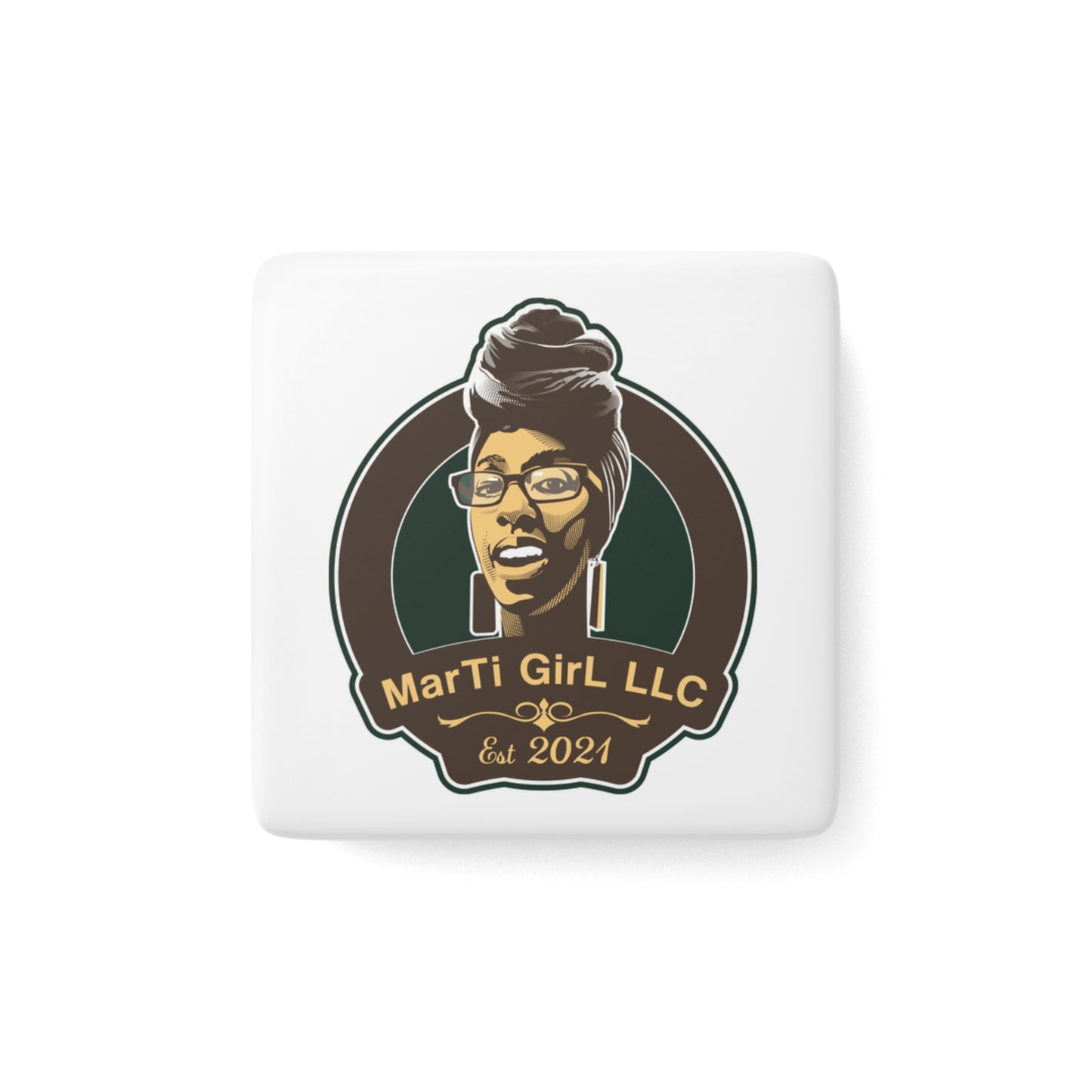 MarTi GirL Logo Porcelain Magnet, Square