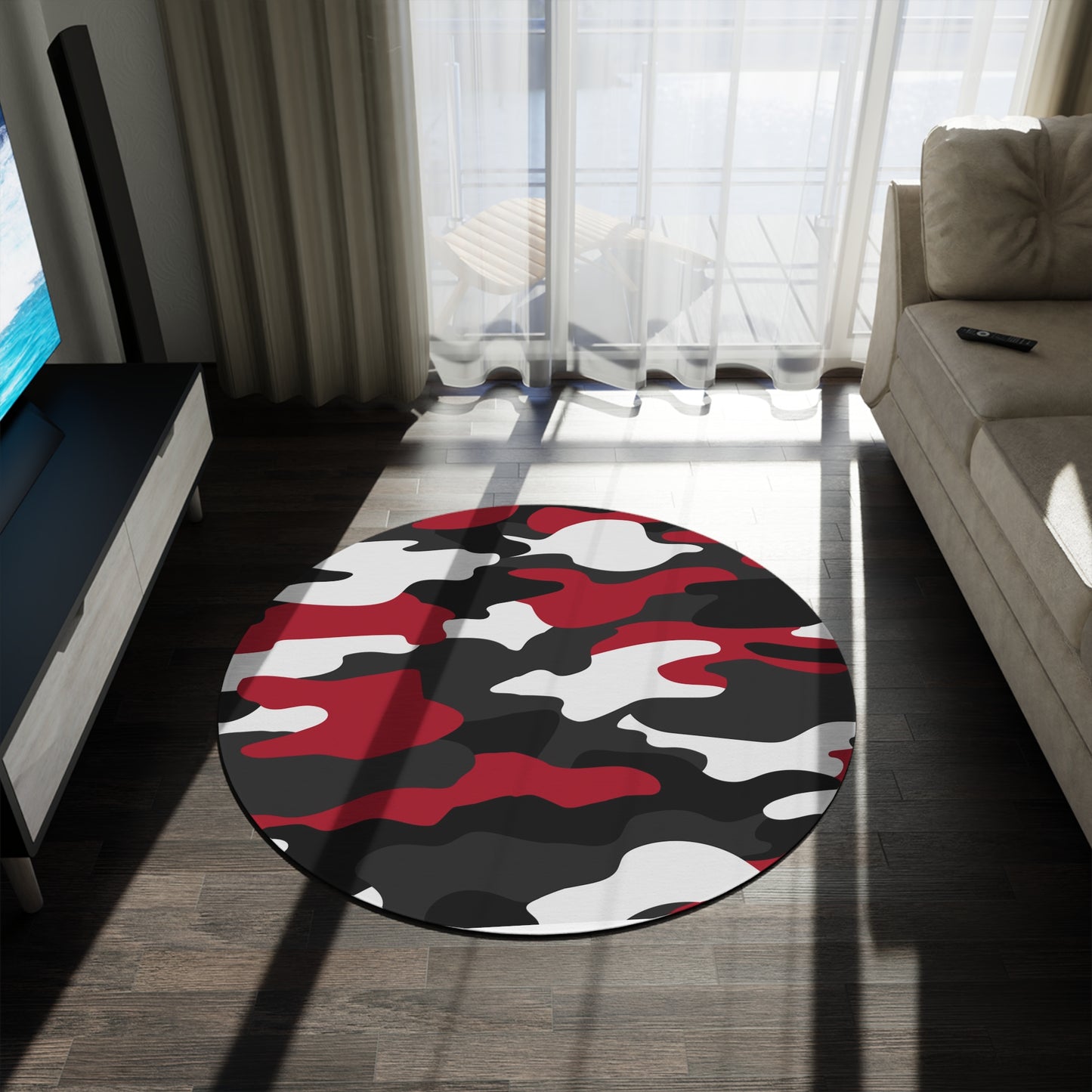 I Love Red Camo Too Round Rug