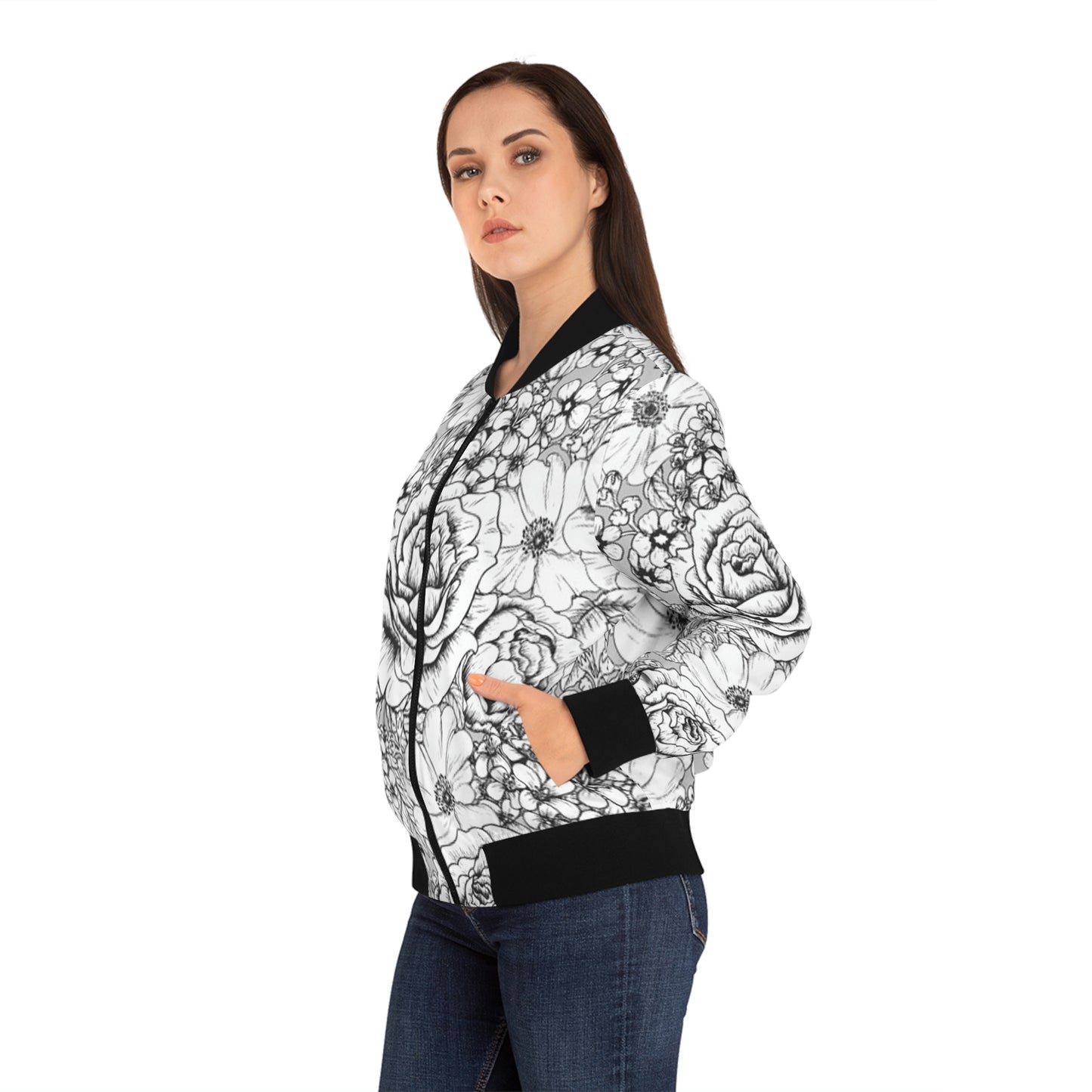 Gimme My Flowers Women's Bomber Jacket (AOP)