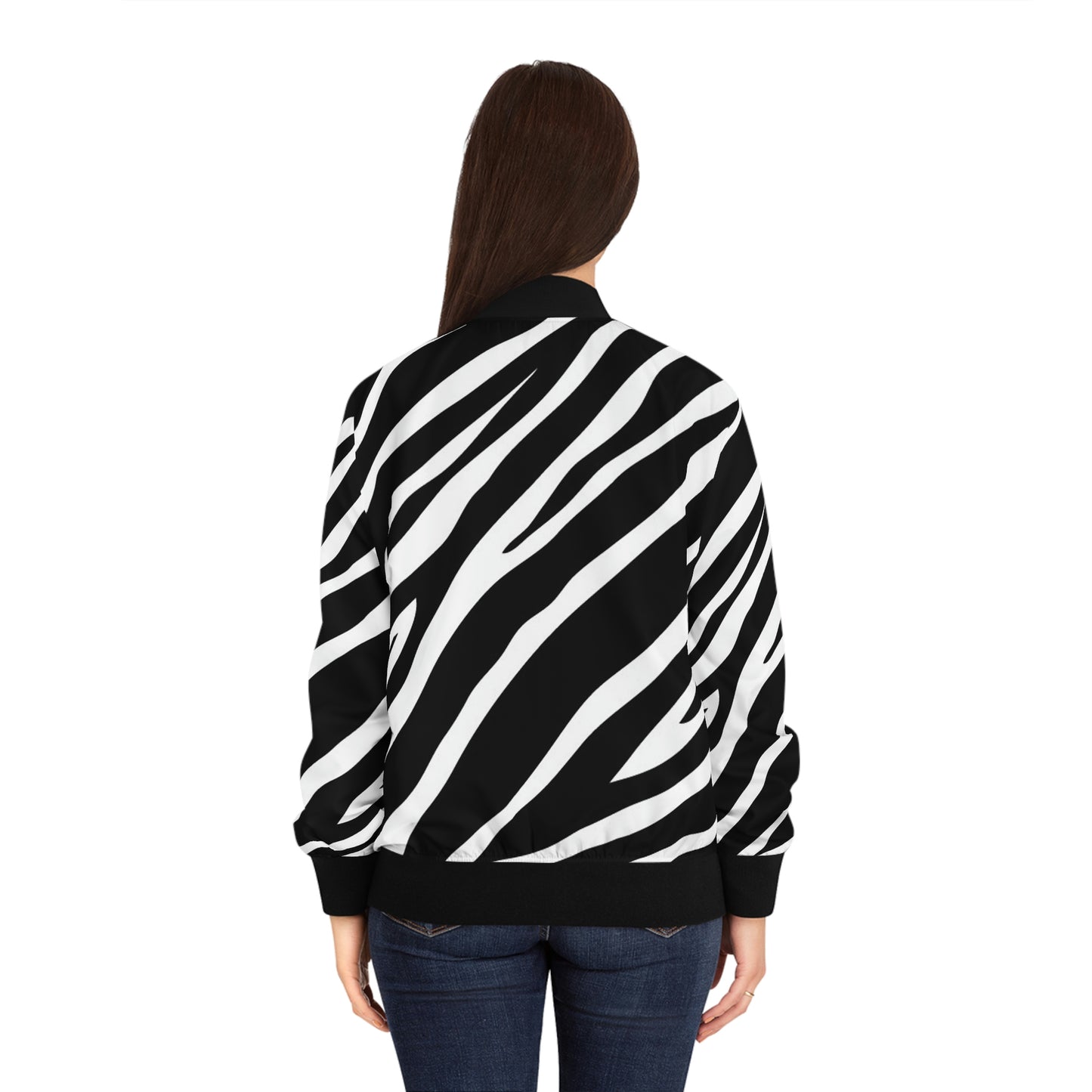 Zebra Print Women's Bomber Jacket (AOP)