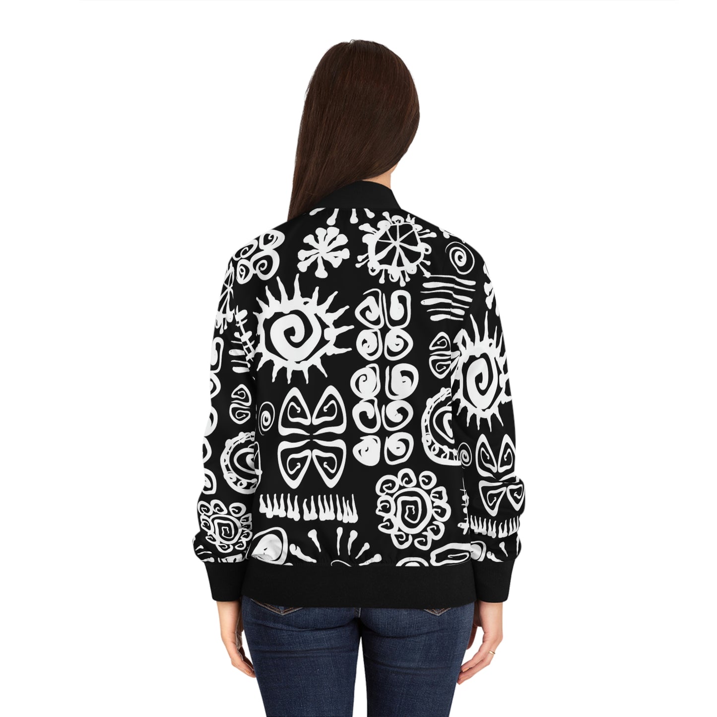 African Symbols Print Women's Bomber Jacket (AOP)