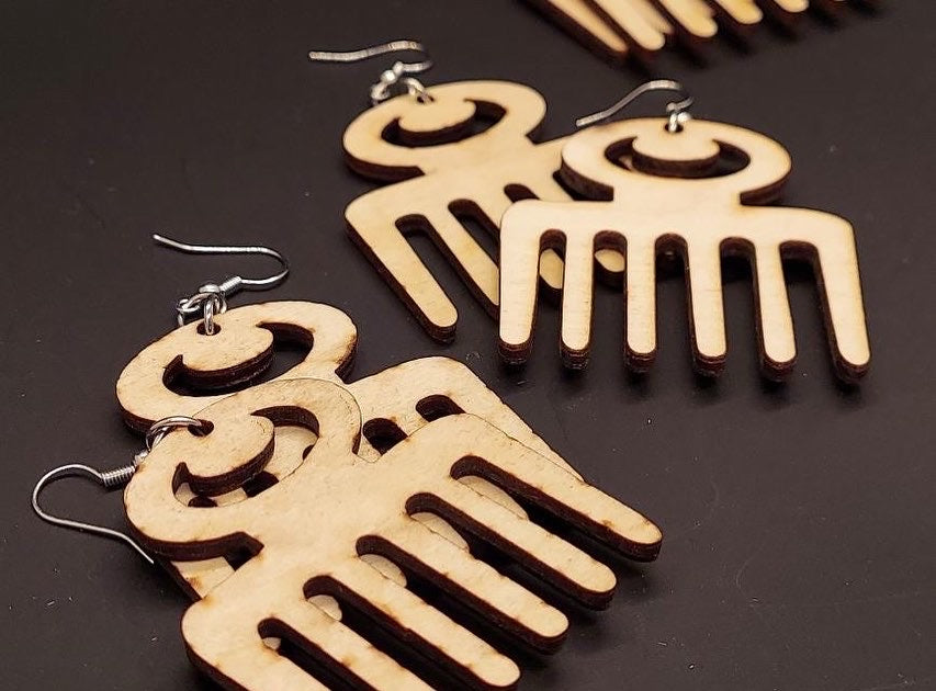 Duafe Comb Wooden Earrings