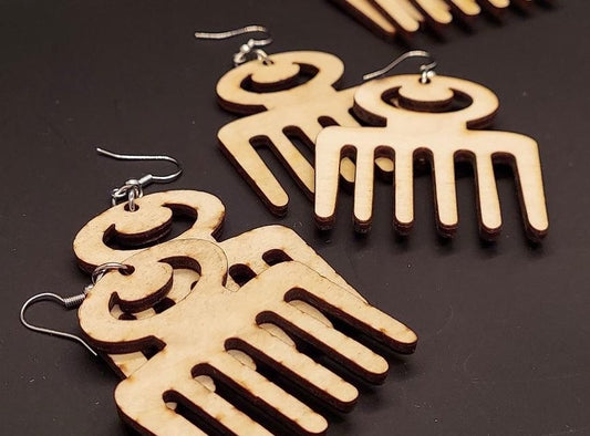 Duafe Comb Wooden Earrings