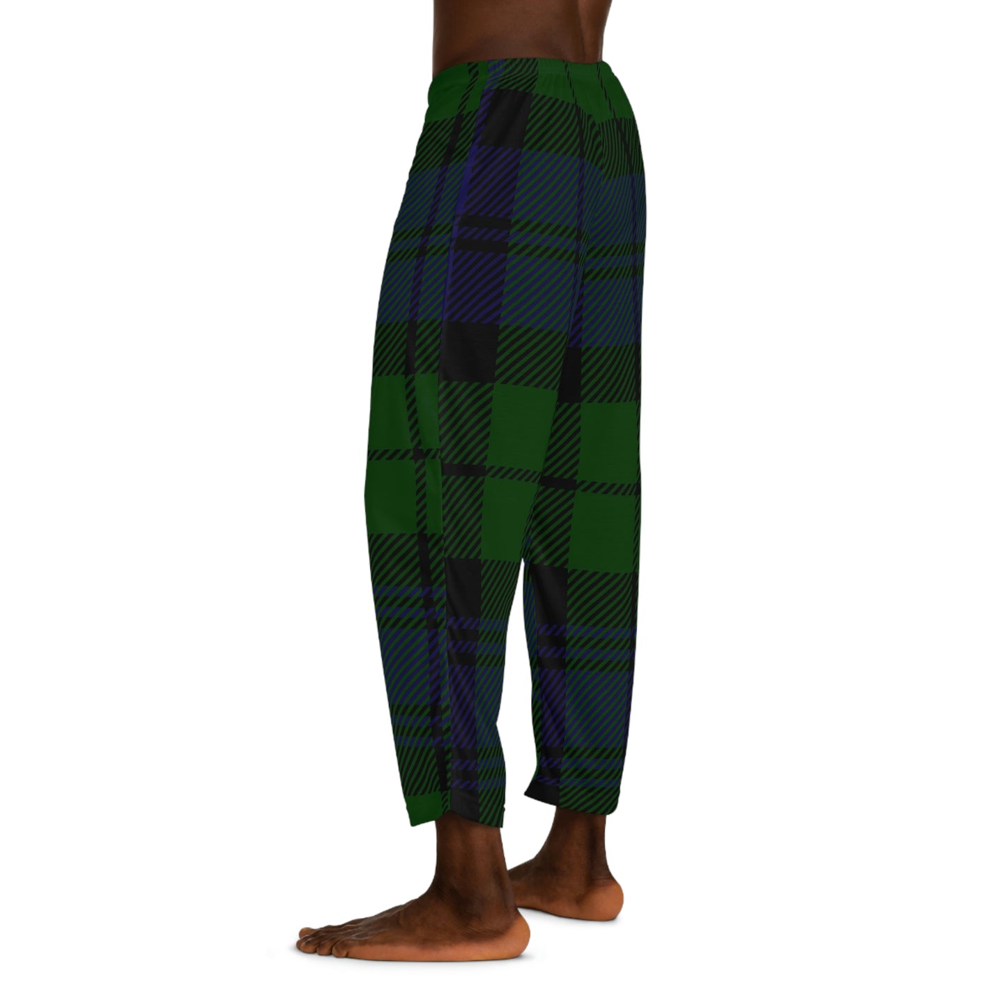 Blue Plaid Men's Pajama Pants (AOP)