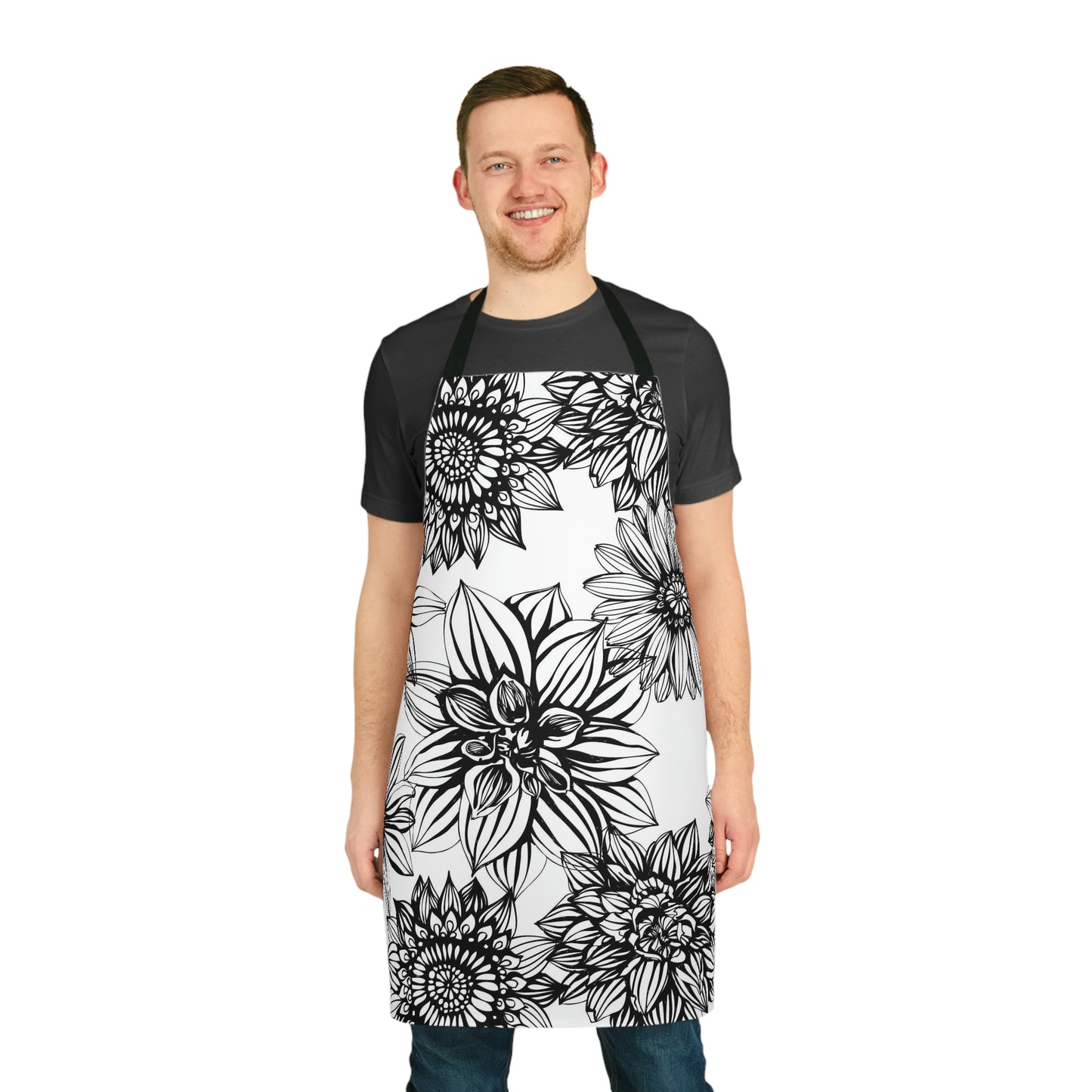 Black Flower Power Apron (AOP)