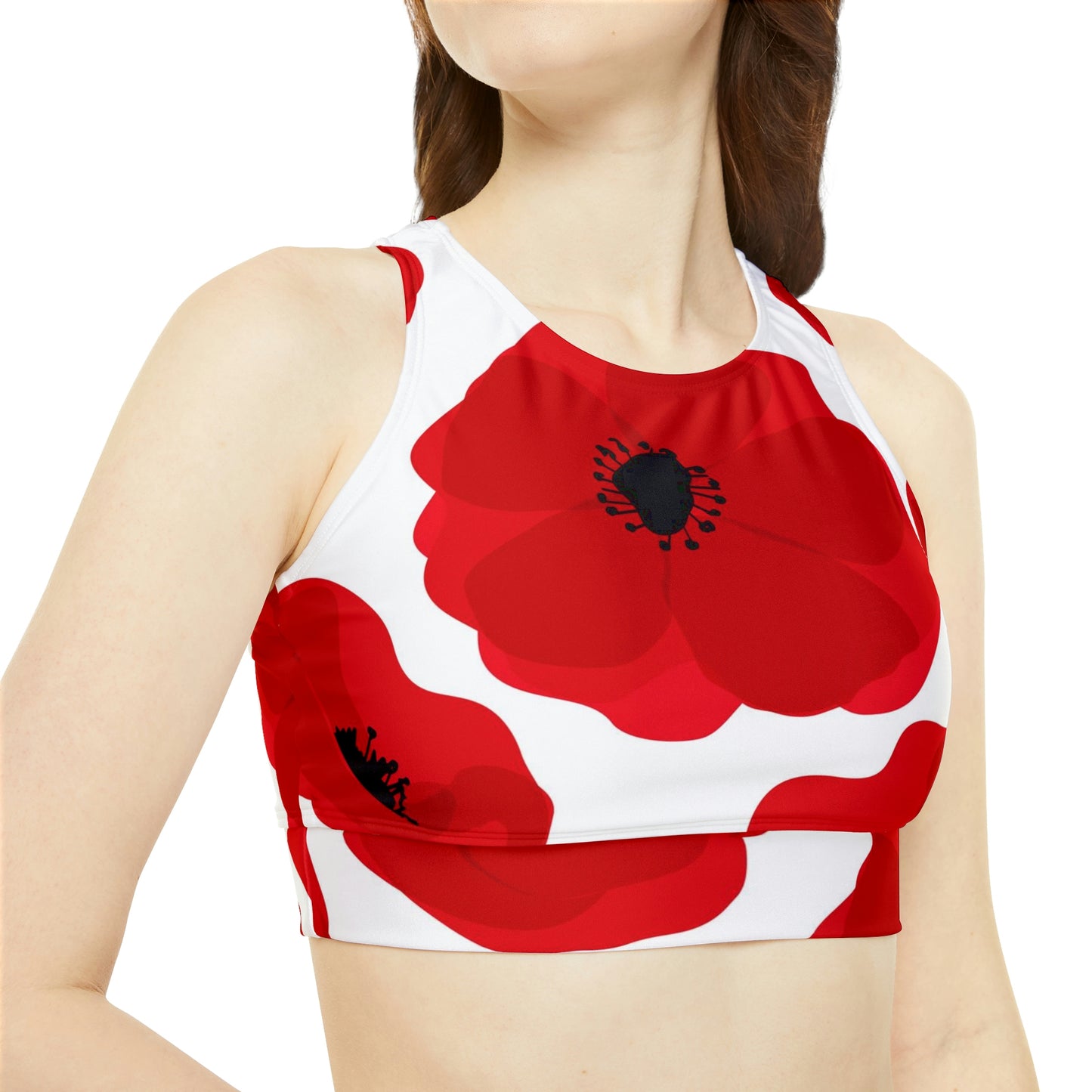 Red Flower Power Sporty Bikini Set