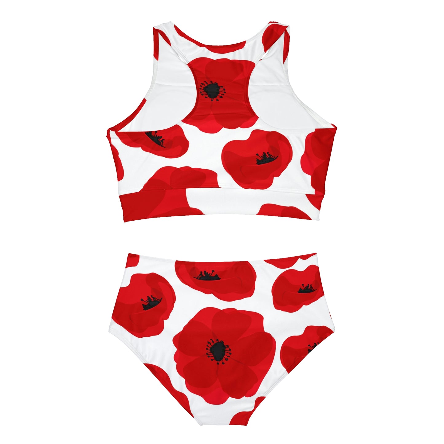 Red Flower Power Sporty Bikini Set