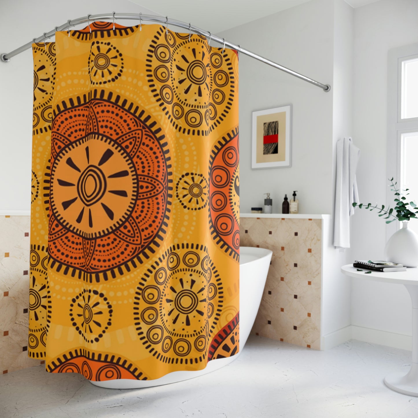 African Print Polyester Shower Curtain