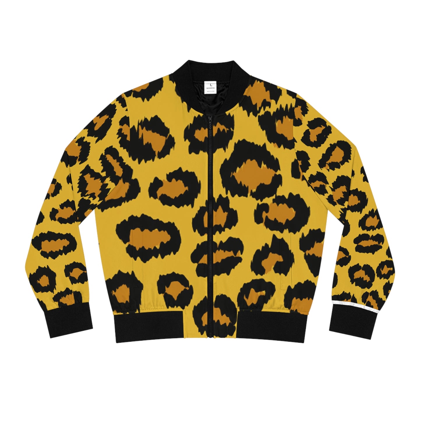 Cheetah Print Yellow Gold Women's Bomber Jacket (AOP)