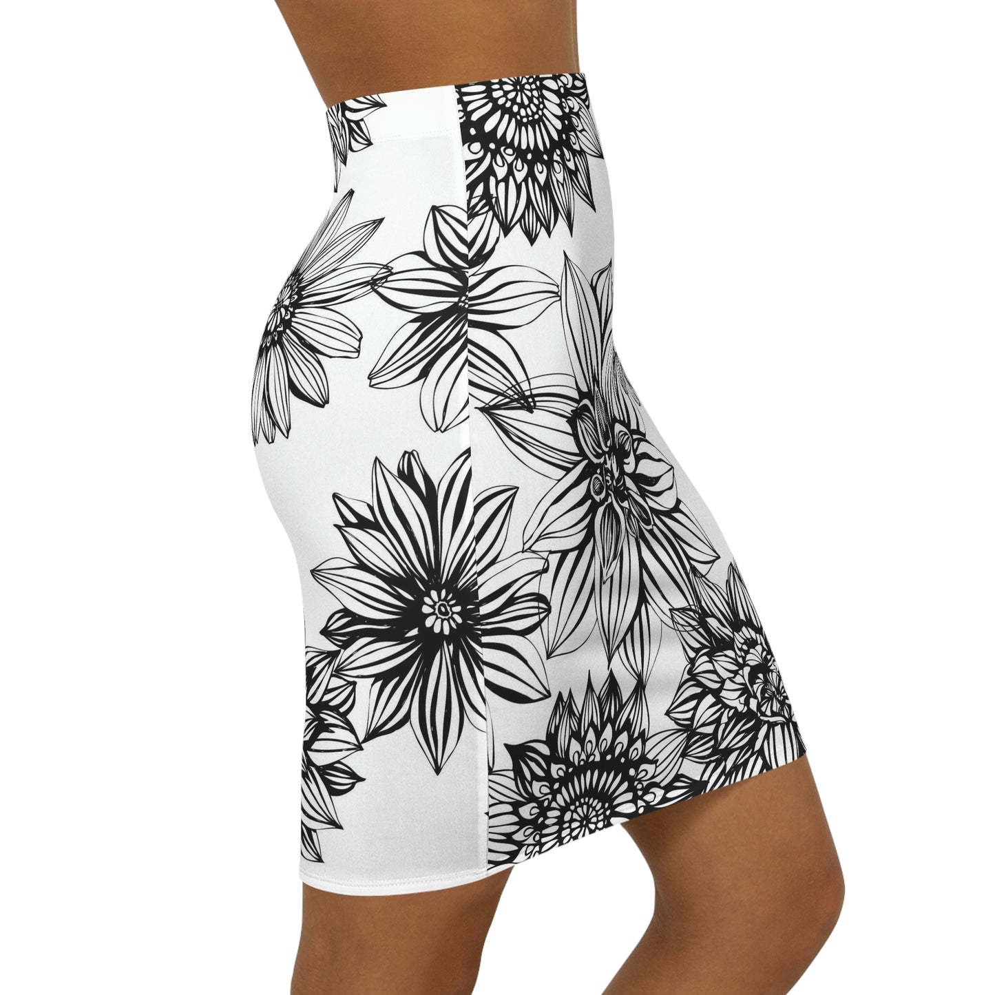 Black Floral Print Women's Mini Skirt (AOP)