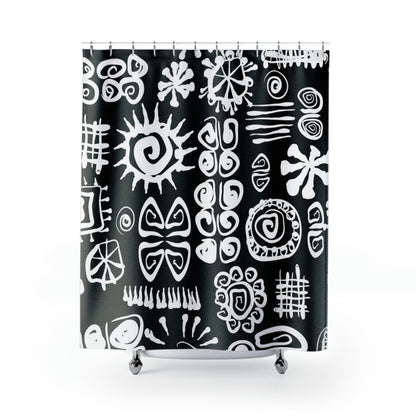 African Symbols Print Shower Curtains