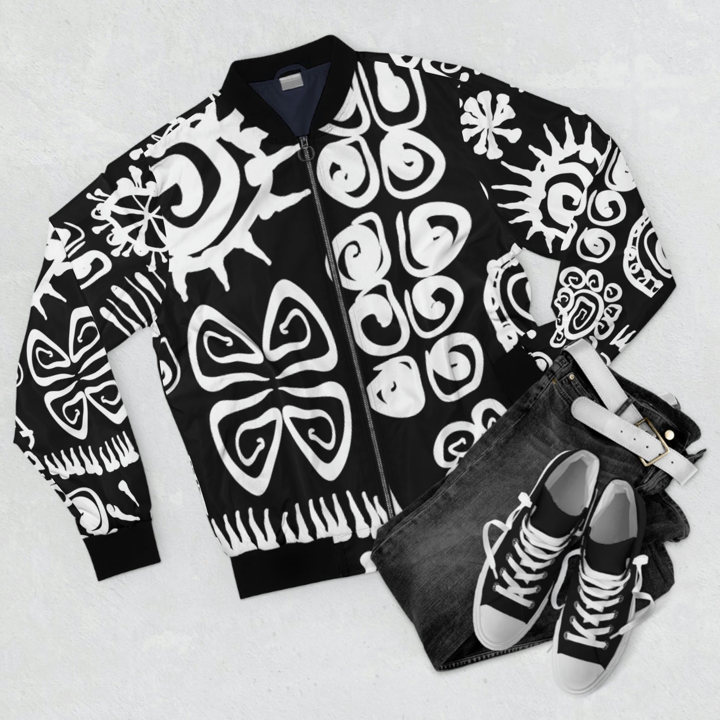 African Symbols Print Men's Bomber Jacket (AOP)