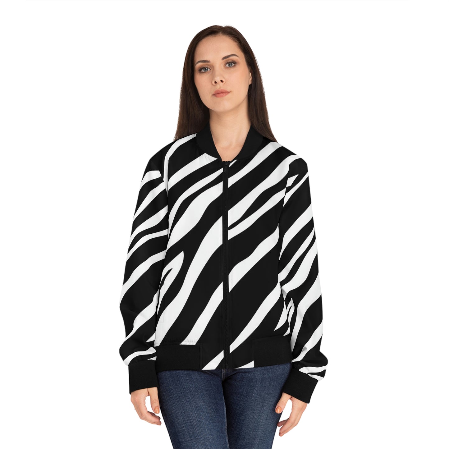 Zebra Print Women's Bomber Jacket (AOP)