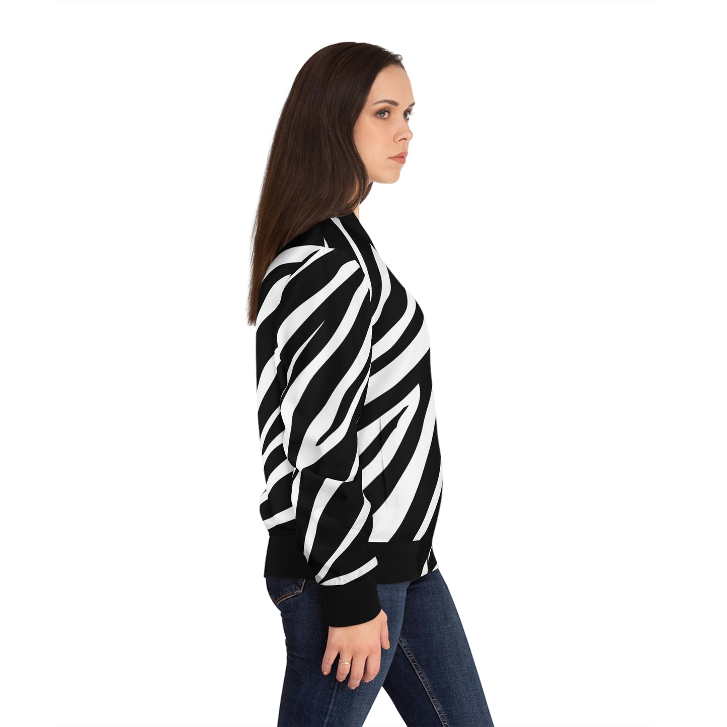 Zebra Print Women's Bomber Jacket (AOP)