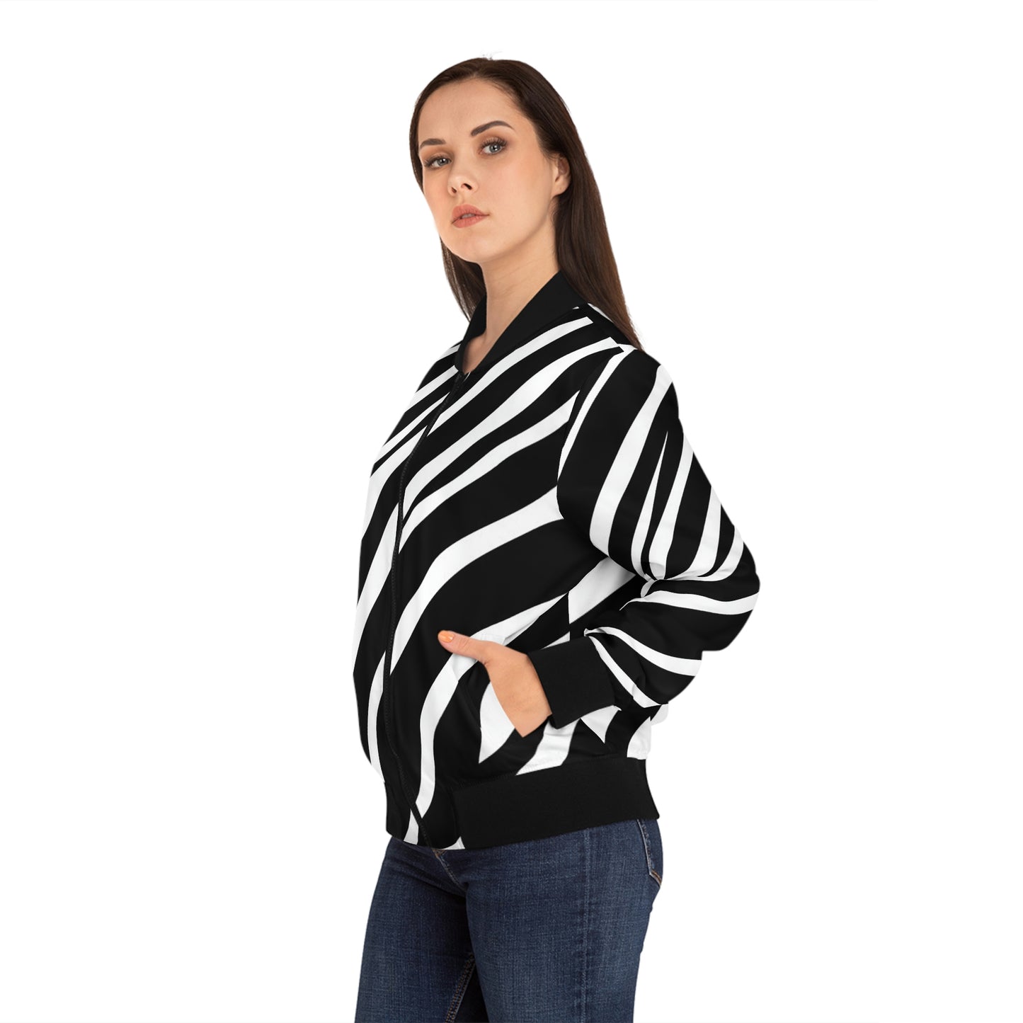 Zebra Print Women's Bomber Jacket (AOP)