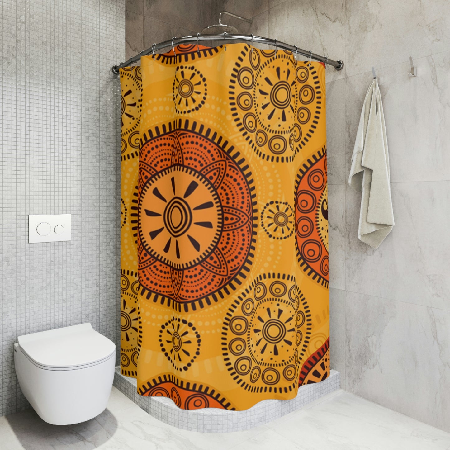 African Print Polyester Shower Curtain